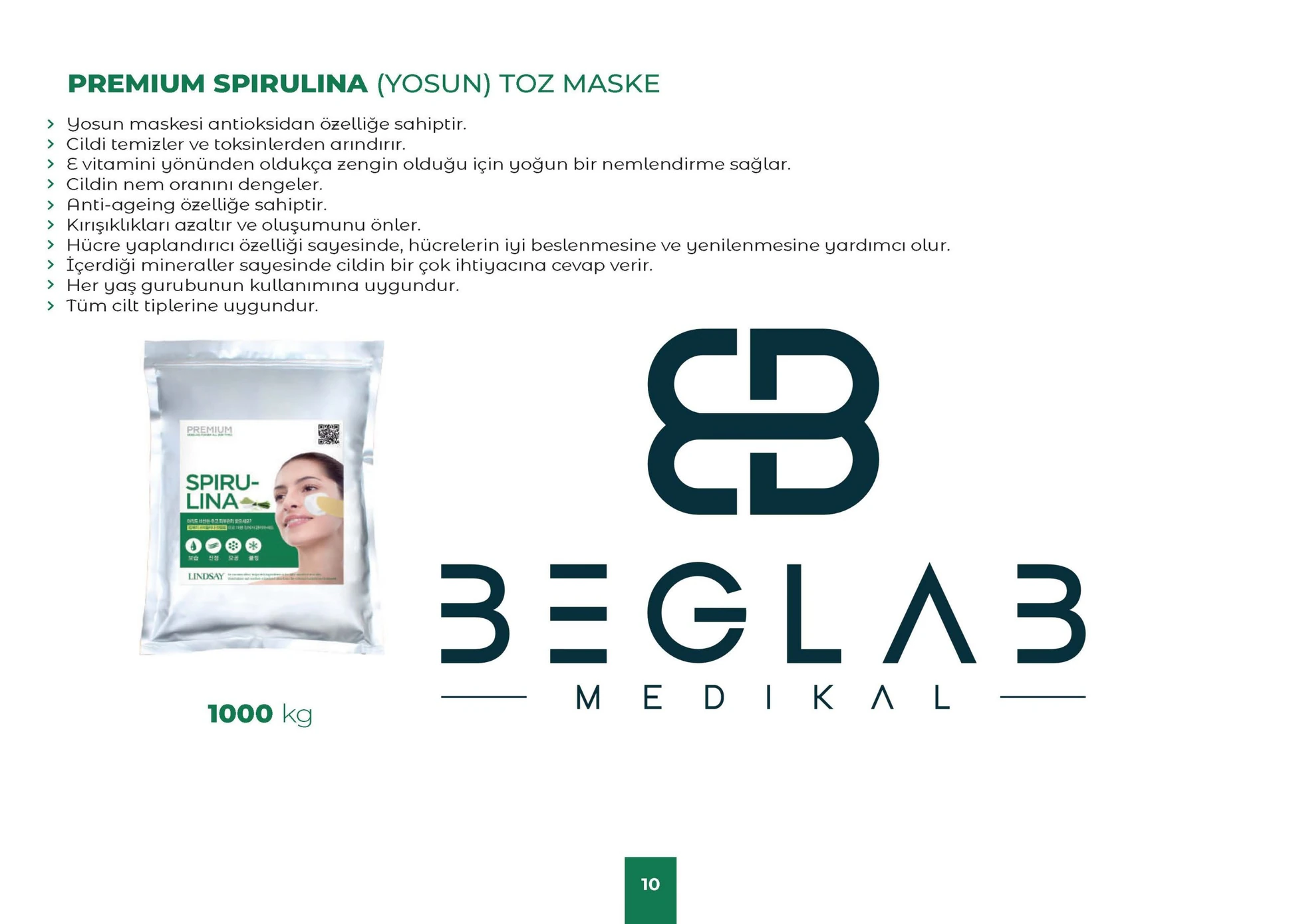 PREMIUM SPIRULINA (YOSUN) TOZ MASKE 1KG